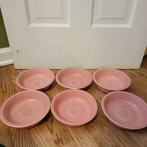 Set Of 6 Fiestaware HLC Classic Rim 6 7/8 IN Cereal/Soup Bowls In Rose Pink