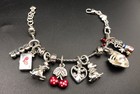 Brighton Silver Tone Charm Bracelet With Retired Charms 7-8” Long