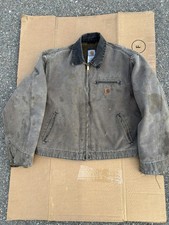 Carhartt Detroit Jacket Blanket Lined large J97 CHT Chestnut Brown crazy fade