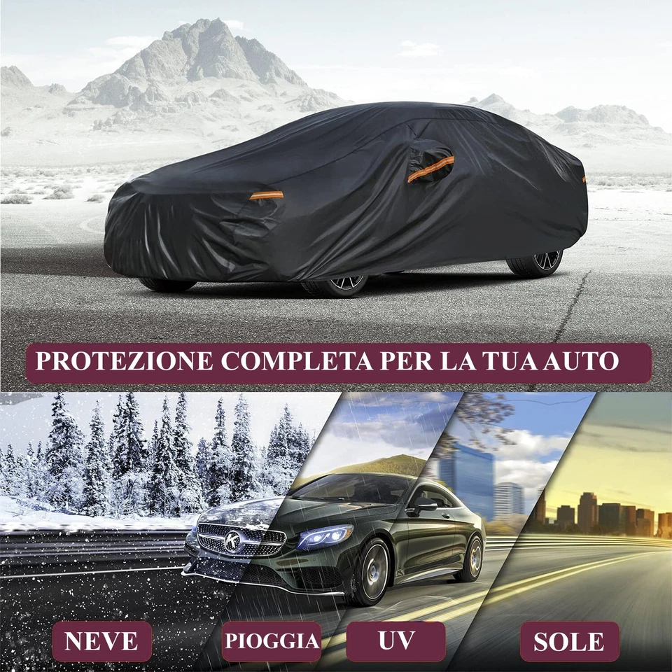 TELO COPRIAUTO AUTO FELPATO CON 6 CATARIFRANGENTI-IMPERMEABILE S 405x165x117 - Immagine 4 di 4