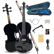 Electric Violin 4/4 full Size 4 string Acoustic Violin Spruce Maple Ebony Woo...