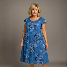 ROCKTHOSECURVES WOMENS SOFT FEEL PLUS SIZE DRESS SUMMER STYLE CROCHET NECK