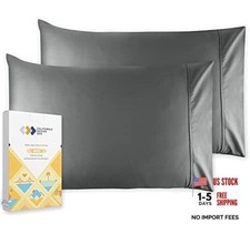 Pillow Covers Size Set of 2, Soft 100% Cotton, & Smooth 400 Standard Dark Gray