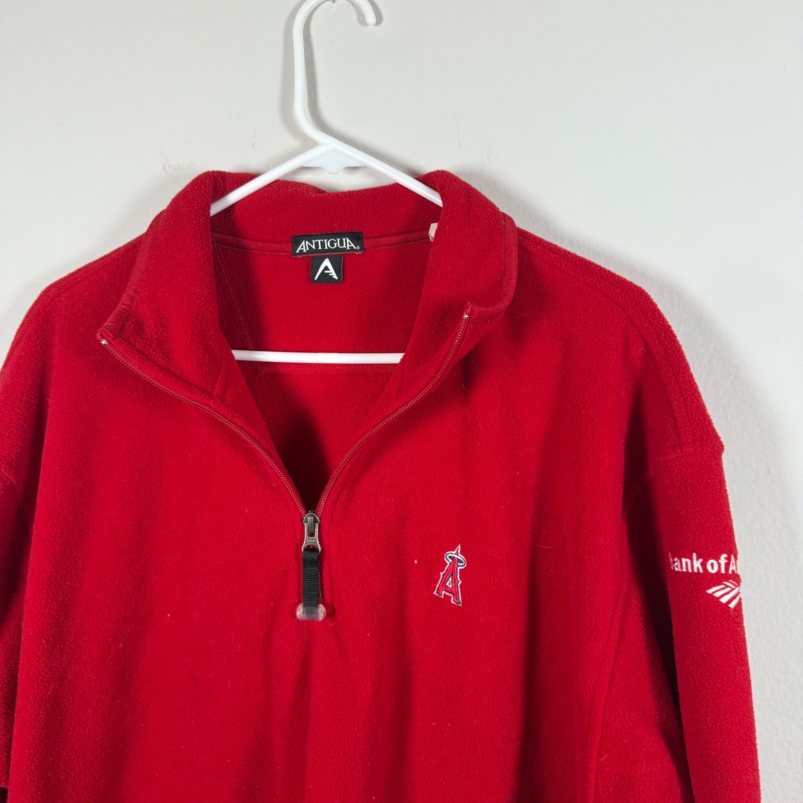 Antigua Los Angeles Angels Red Fleece Quarter Zip Pullover Mens image 2