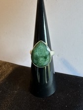 New Gorgeous Pear Cut Natural Emerald Ring Set In 925 Sterling Silver Size 5.5