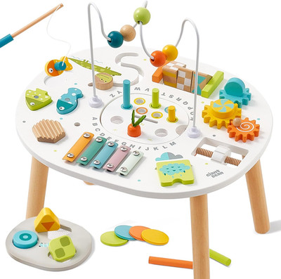 Giant Bean Holz Aktivitätstisch Für Kinder 1+, 11-In-1 Activity Tisch Mit Lern U
