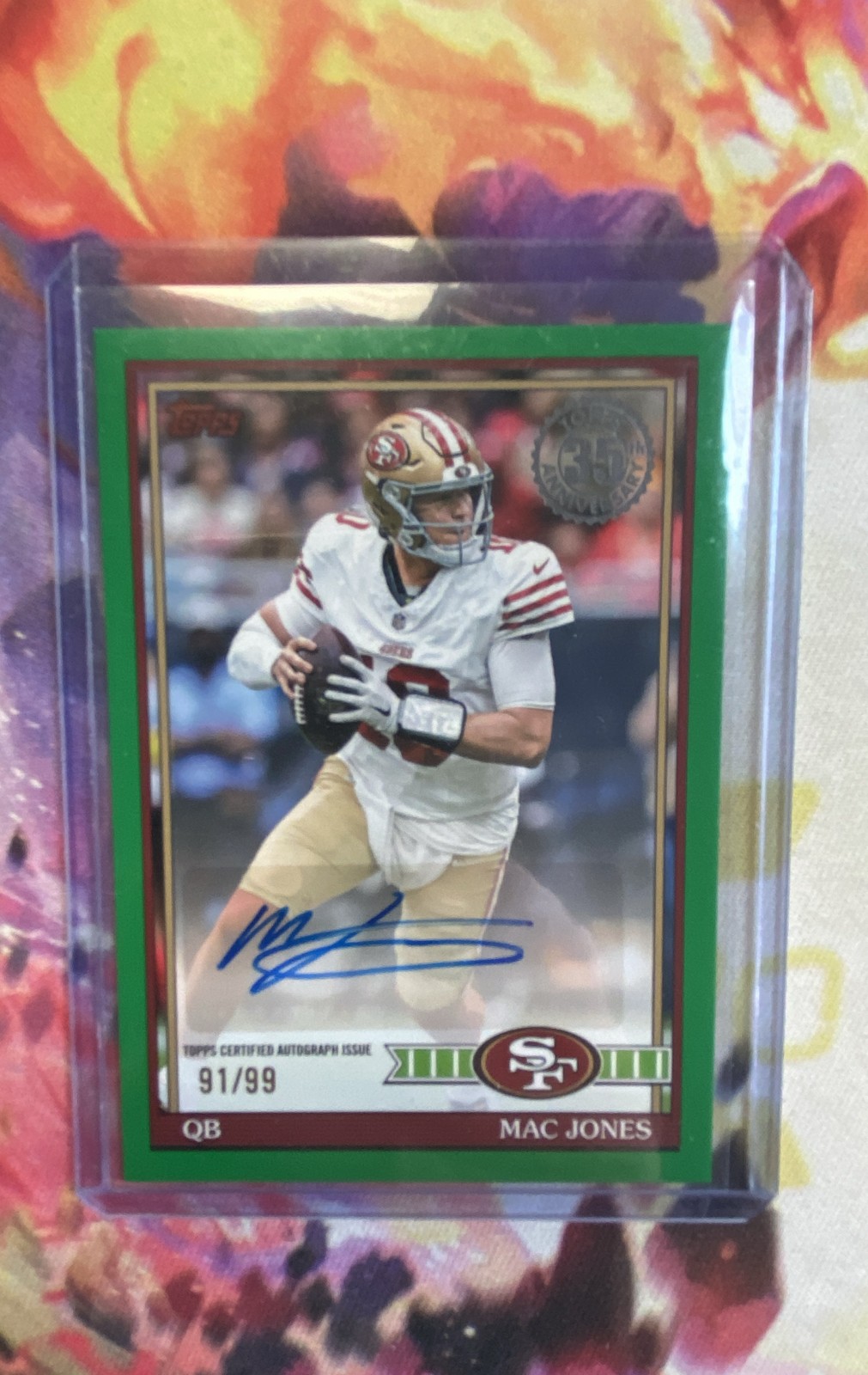 Mac Jones 2026 Topps Flagship 35th Anniversary Throwback Autograph Green /99