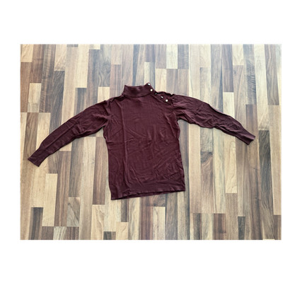 H&M Damen Feinstrick Stehkragenpullover bordeaux Knöpfe Langarm Größe M