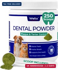 Wellix 8.82oz Dog Teeth Cleaning Powder - Dog Dental Care Powder and Cat Breath