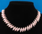 1950s - LOVELY VINTAGE PINK SATIN THERMOSET GOLD TONE LINKS NECKLACE