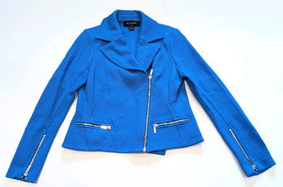 St John Blue Moto Jacket - Women's Size 8 - Made in USA
