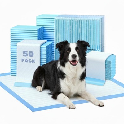 FluffyDream Super Absorbent Waterproof Dog and Puppy 17.6''x23.6''(50PCS), Blue 