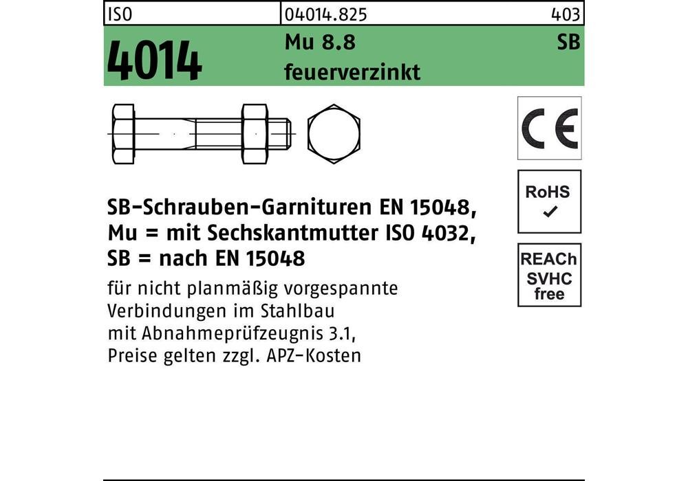 Рейхерское защитное устройство ISO 4014 m.Schaft/Mutter M 10 x 120 8,8 дюйм (ов)