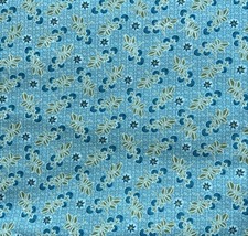 Turquoise Floral Berries Fabric Cotton Quilting crafts 2 yards 72" x 44"