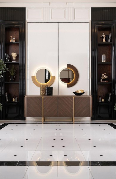 Garnitur Sideboard Spiegel Kommode Set Anrichte Braun Holz Esszimmer-image