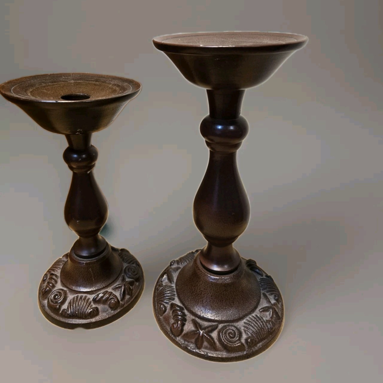 Set Of Two Brown Kohl's Nautical Iron Base Coastal Pillar Or
