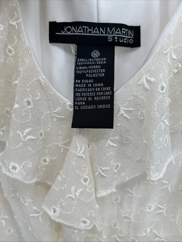 Vintage Jonathan Martin Silk Lace Hem Midi Dress Sz 10 Fairy Boho Bride Y2K - Image 2 of 4