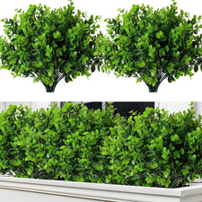 8 Bundles Artificial Bushes Greenery Plants Stems Faux Shrubs Boxwood Plants Out
