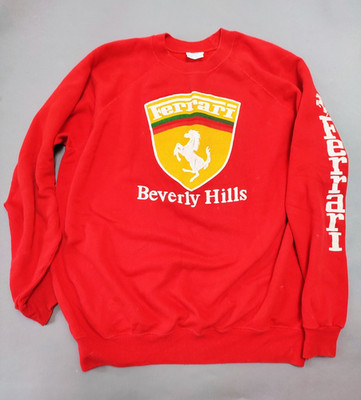1990's FERRARI MERCHANDISE - HANES XL FERRARI BEVERLY HILLS CREW SWEATSHIRT RARE