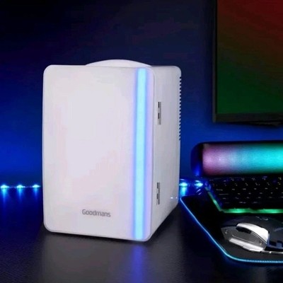 Goodmans LED Light Gaming Kühlschrank 6L abnehmbare Ablage Weihnachtsgeschenk - Weiß