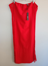 Fashion Nova Women’s 3X Red Juliet Bandage Maxi Dress Strapless Lace Panel NWT