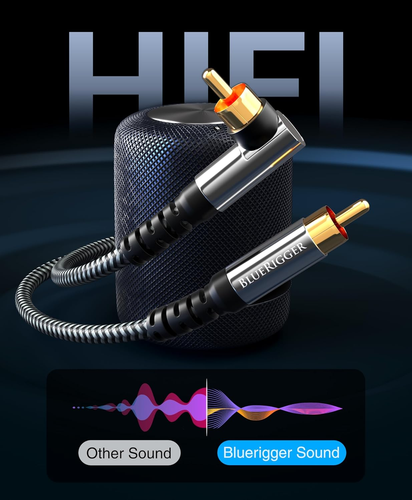 Subwoofer Cable 15M, Dual Shielded, Gold Plated 90° Male RCA to RCA Connectors - - Picture 7 of 7
