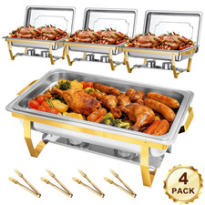 2Pcs Full Size Stainless Steel Chafing Dish 8 Qt Catering Buffet Food Warmer Set