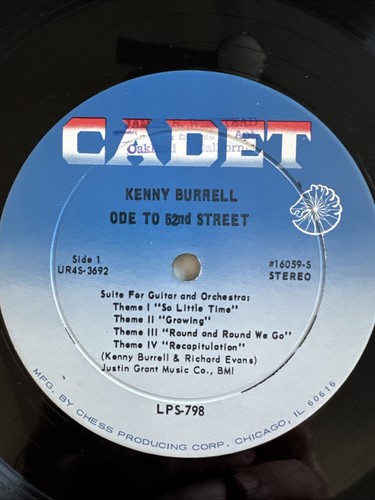 KENNY BURRELL - Ode To 52nd Street ~ CADET 798 {nm dg} | Recorded 1967 -RARE - Imagen 4 de 7