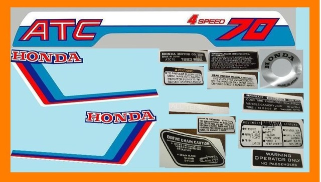 1983 ATC70 ATC 70 HONDA EMBLEM DECAL STICKER SET Christmas special CES ...