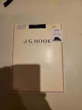 JG Hook Control Top Ultra Sheer Sandalfoot Black Legwear Sz Avg New, Vintage