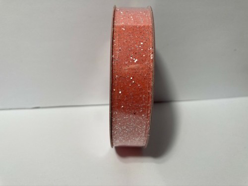 Peach Sparkle Glitter Ribbon 5/8" 9' Nicole Craft Trim 3 Rolls Simply Spring - Picture 6 of 8