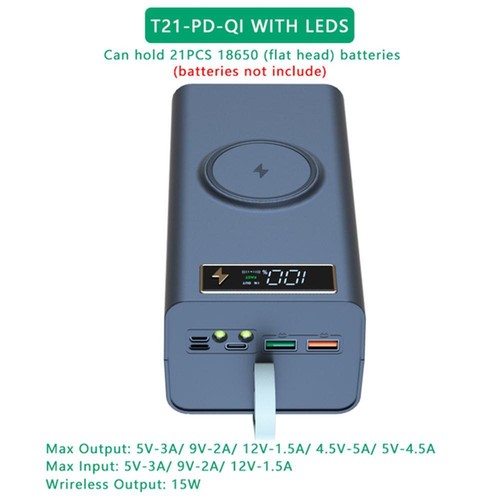 Removable per 21pcs 18650 Li-ion Battery Box Solderless Portable Power Bank Case - Foto 28 di 29