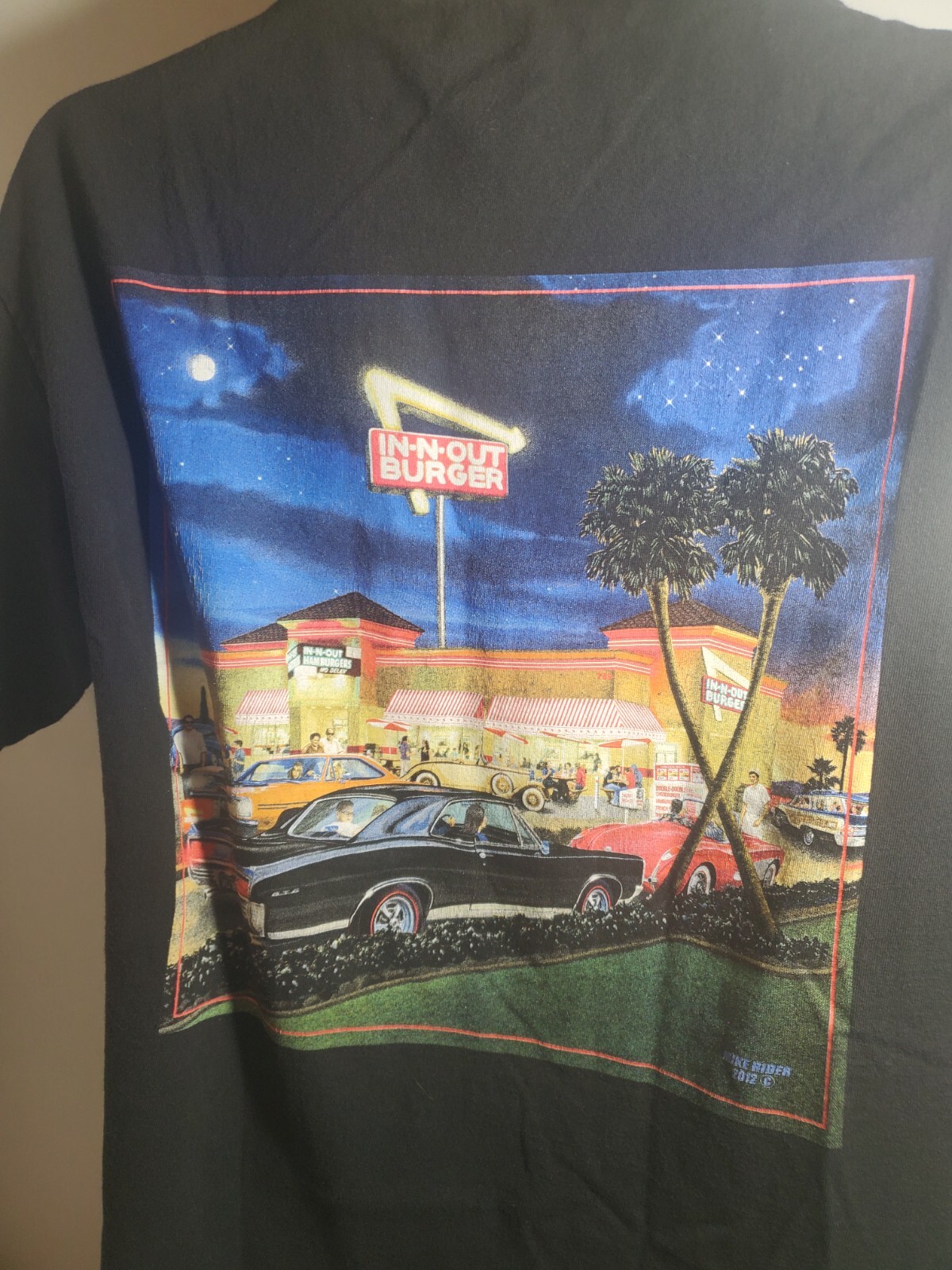 In N Out Burger T-shirt Size Large L Black Night Time Retro