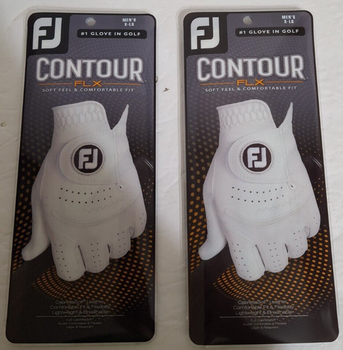 2 Stück FootJoy Contour FLX Herren Golfhandschuhe Leder XL Linkshand Perlenfarbe