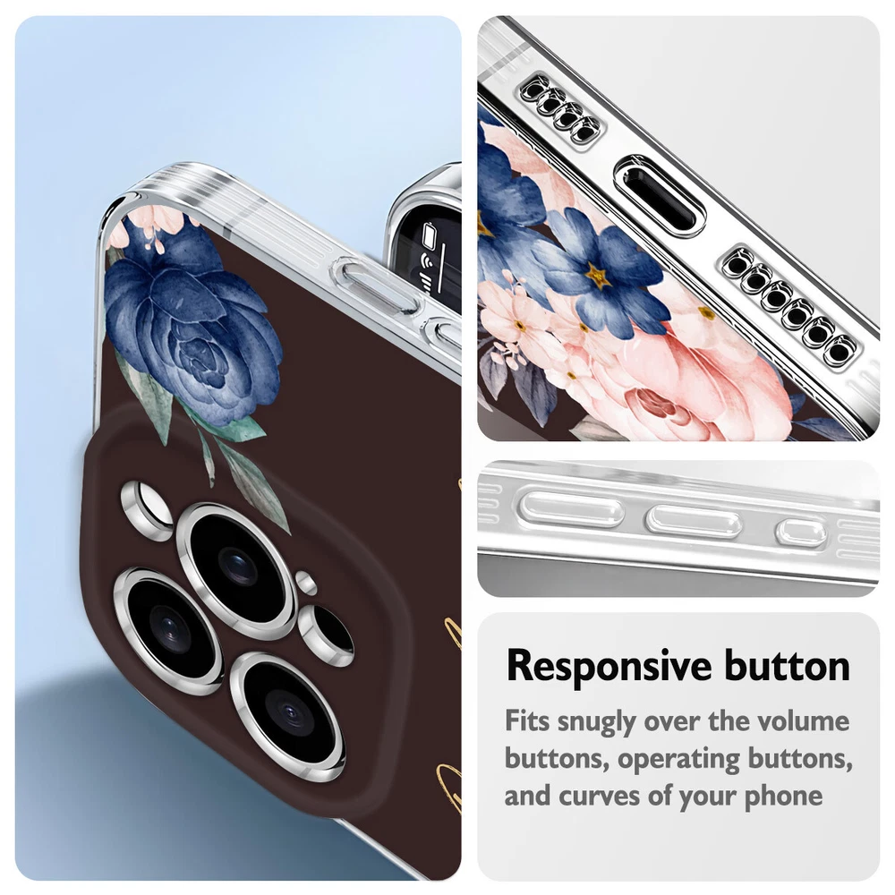 Floral TPU Phone Case for iPhone 15 16 Plus 14 13 12 11 XS Pro Max