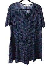 Vintage Sostanza Romper Size M Rayon Polka Dot Print 90s Shorts Jumper Button Fr