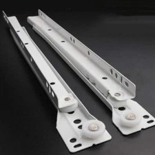 Drawer Slides White Double Stopper Functional Cabinet Hardware 75 lbs Capacity
