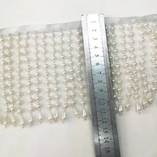 Handmade Beading Faux Pearl Edging Fringe Tassel Trim Curtain Sewing DIY Clothes