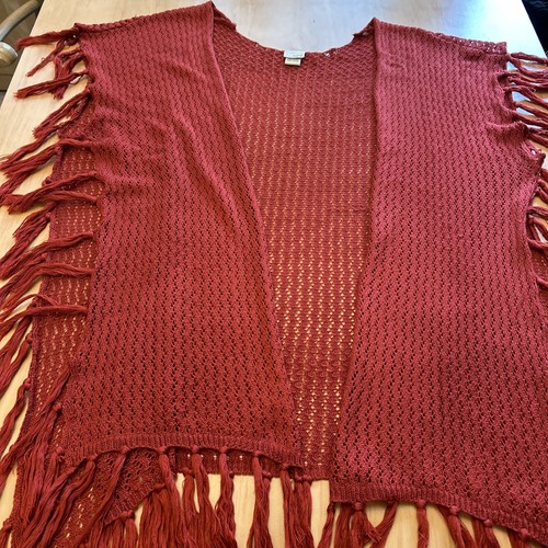 Daytrip BoHo Fringe cardigan Burnt Orange One Size - Picture 2 of 7