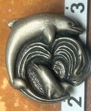 buttons dolphins 1" pewter tone 1pc made in USA