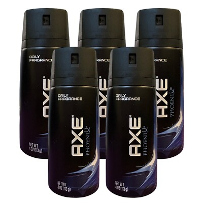 5 Pack Axe Phoenix Daily Fragrance Body Spray 4 oz Mint Rosemary RARE Version