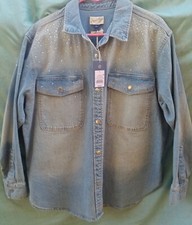 Women's Universal Thread Long Sleeve Relaxed Denim Button-Down Shirt Size Large