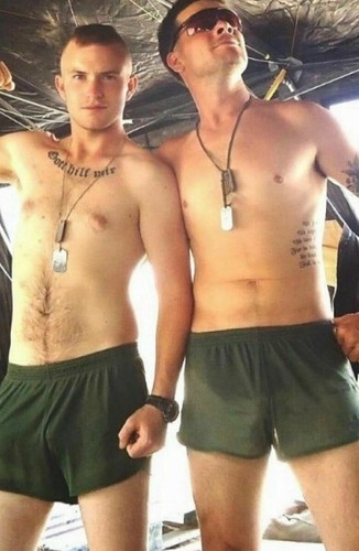 Shirtless Male Military Men Hunks 