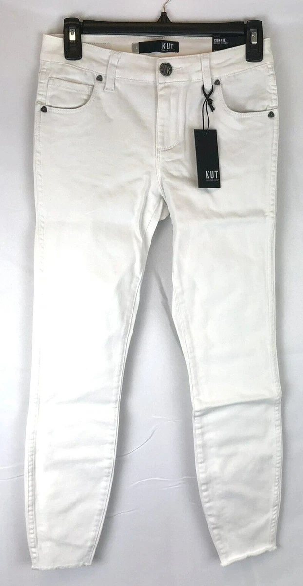 Kut from the kloth connie ankle skinny jeans white sale