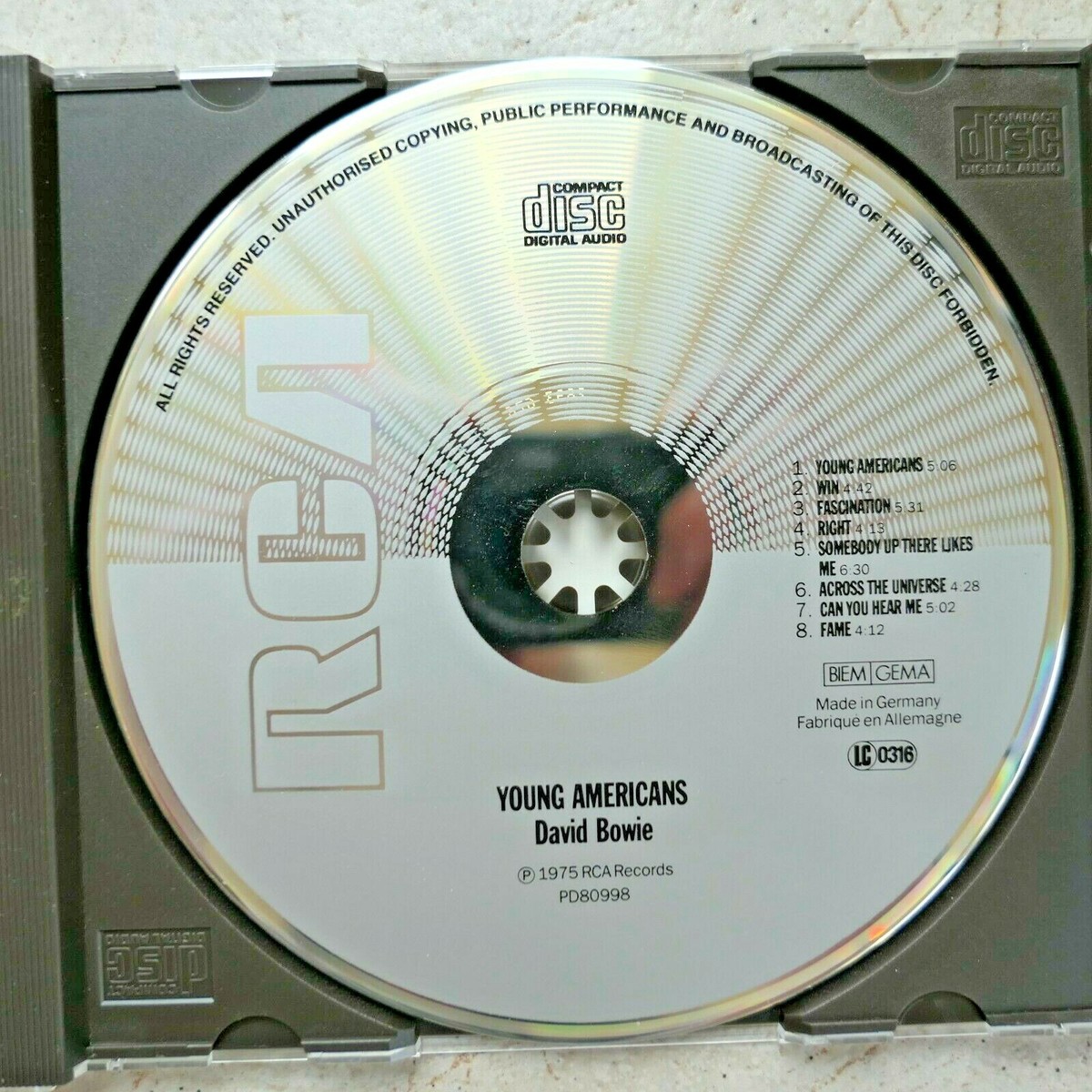 David Bowie ‎– Young Americans RCA ‎PD80998 First CD release of