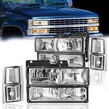 Headlights + Corner Lamps + Bumper Lamps For 1994-1999 Chevy C/K Tahoe Suburban