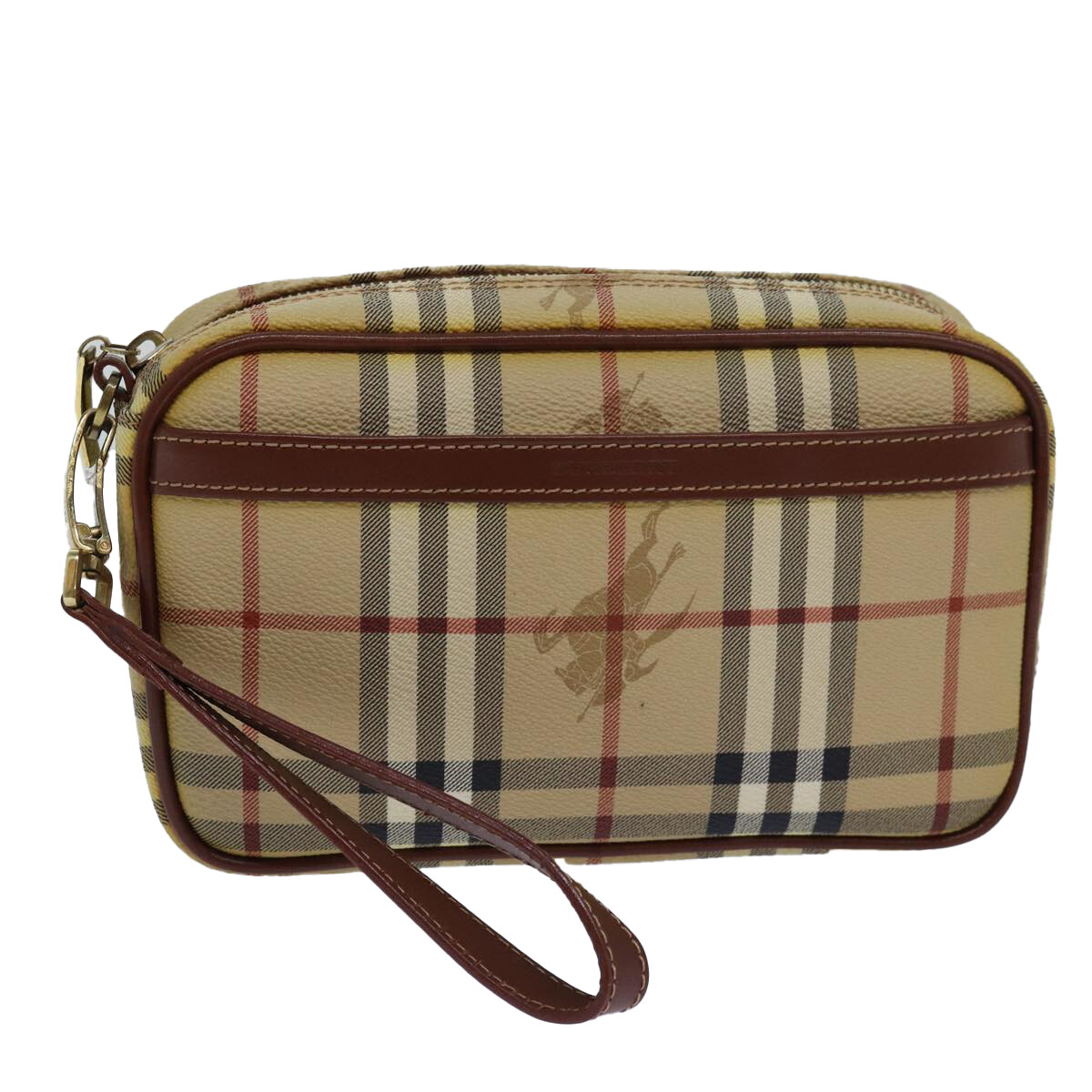 Burberry Nova Check Beige Leather Clutch Bag Authentic