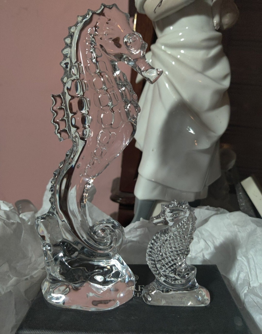Waterford Crystal Figurine Seahorse and baby 7” & 2 /3