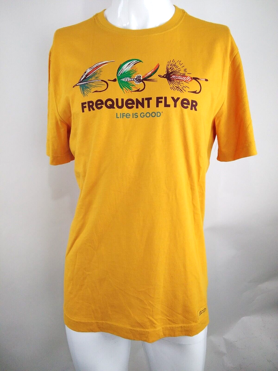 Life is Good Men Short Sleeve Crusher Lite Tee Frequent Flyer Gold