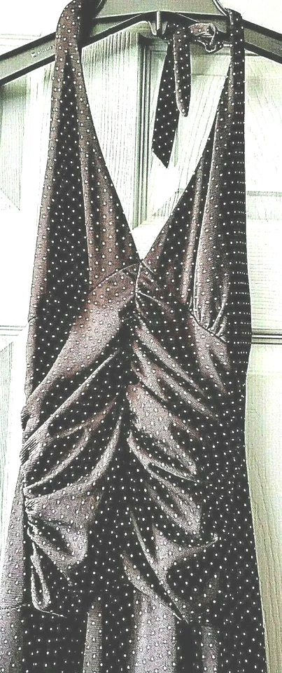 Nuevo M Sexy Pequeño Vestido Negro Estilo Halter Fiesta Lunares Luz Verano Pin Up Foto 2 de 4